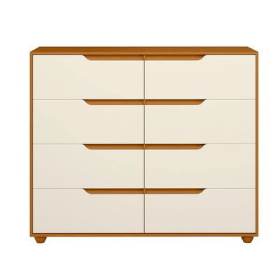 Cômoda Palumóveis Doble com 8 Gavetas 136cm de Largura Cinamomo/Off White