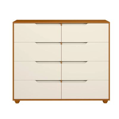 Cômoda Palumóveis Doble com 8 Gavetas 136cm de Largura Cinamomo/Off White