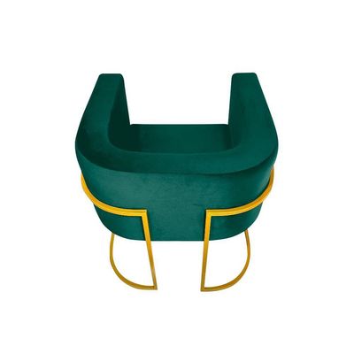 Kit 6 Poltronas Decorativa Sala De Estar Base De Ferro Dourada Veludo Verde