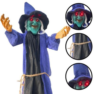 Boneco Bruxa Fantasma Halloween Com Som E Luz