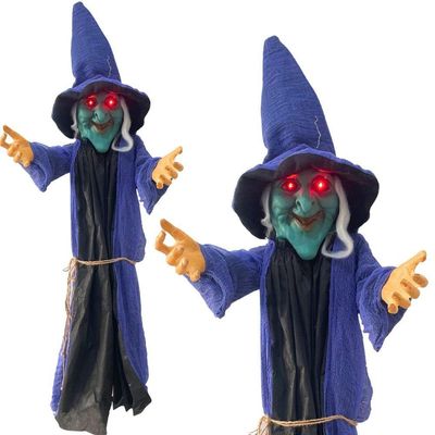 Boneco Bruxa Fantasma Halloween Com Som E Luz