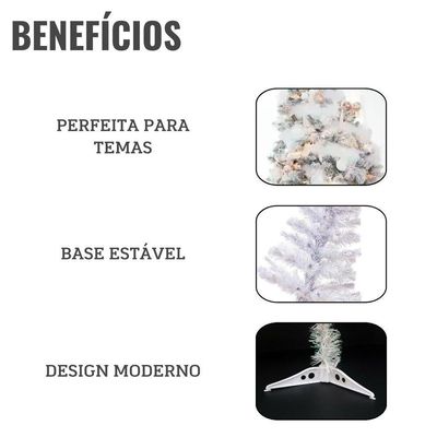 Árvore De Natal 120cm Branca Para Enfeitar - 1 Unidade