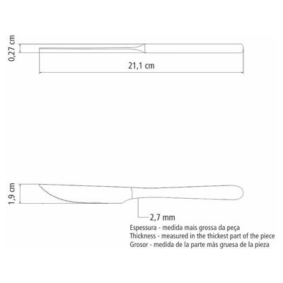 Kit 6 Facas De Mesa Churrasco Serrinha Tramontina Havaí Em Aço Inox