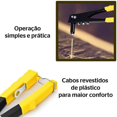 Alicate Rebitador Profissional Rebitadeira Manual Com 4 Bicos Consertos E Reparos Em Geral