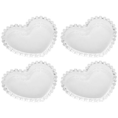 Conjunto de Pratos para Sobremesa Wolff Coração Pearl Transparente 13cm 4 Peças Transparente