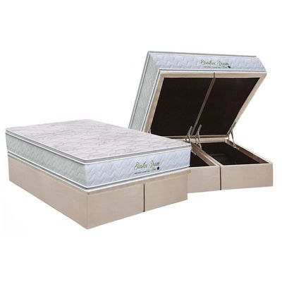 Cama Box Baú King: Colchão Molas Ensacadas Orthoflex Starflex Dream New + Base Crc Suede Clean (193x203)