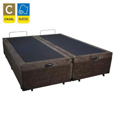 Cama Box Baú Casal Bipartido Suede Sereneprime Marrom 138x188x44