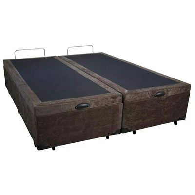 Cama Box Baú Casal Bipartido Suede Sereneprime Marrom 138x188x44
