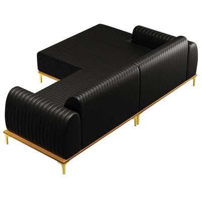 Sofá 230cm 4 Lugares com Chaise Esquerdo Pés Gold Molino B-159 Corano Preto - Domi