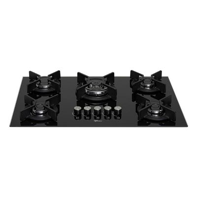 Fogão Cooktop 5Q Tripla Chama Infinity Gás Mesa Vidro Preto Fischer Bivolt
