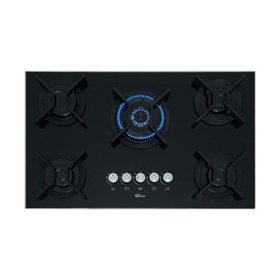 Fogão Cooktop 5Q Tripla Chama Infinity Gás Mesa Vidro Preto Fischer Bivolt