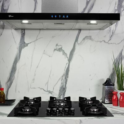 Fogão Cooktop 5Q Tripla Chama Infinity Gás Mesa Vidro Preto Fischer Bivolt