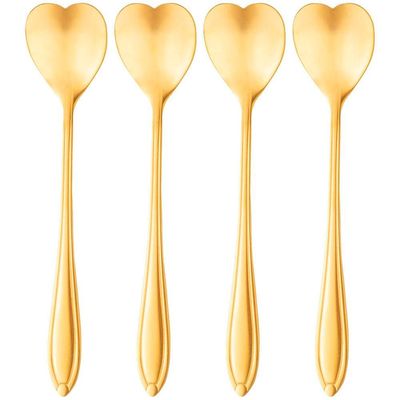 Conjunto de Colheres para Chá Wolff Heart em Aço Inox Dourado 4 Peças Dourado