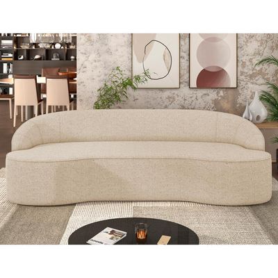 Sofá 4 Lugares para Sala de Estar Living 260cm Theo D06 Linho Marfim - Mpozenato