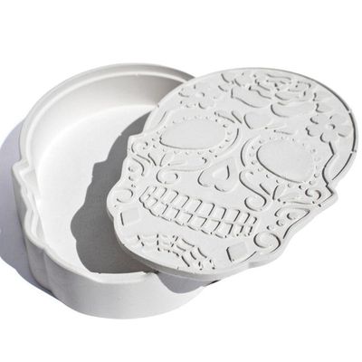 Porta Objetos Decorativo Caveira 17cm Em Cimento Artesanal Branco