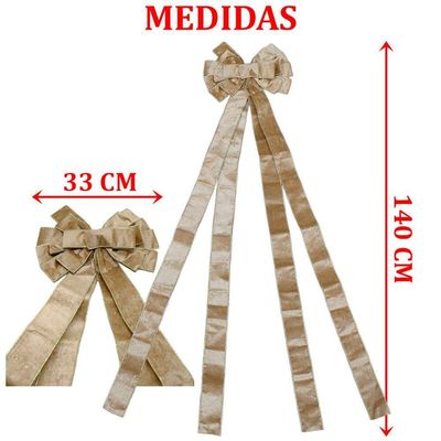 Laço Decorativo Bege Enfeite Ponteira árvore Natal De 140cm