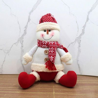 Enfeite Boneco Neve Sentado Decoração Tecido Natalino 35cm