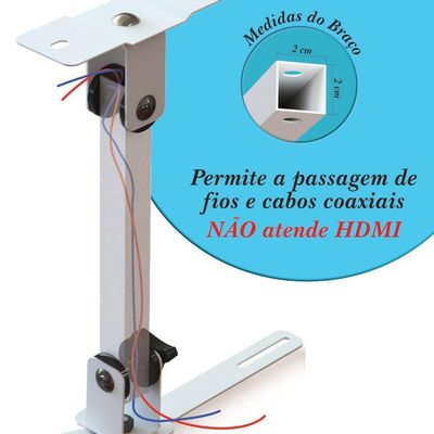 Suporte Projetor Datashow Teto Parede Braço 20 Cm Branco