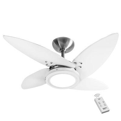 Ventilador Led Paris Escovado 4 Pás Brancas 110V E Controle 110V