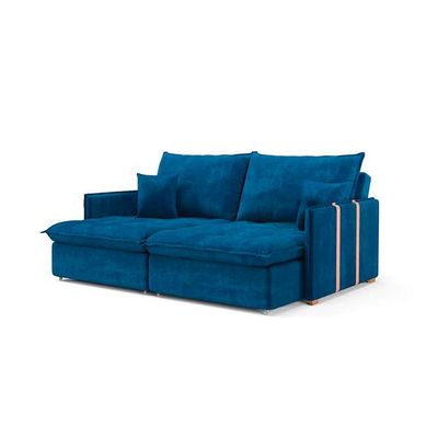 Sofá Retrátil Sem Caixa 2 lugares Solomons Velosuede Azul Marinho