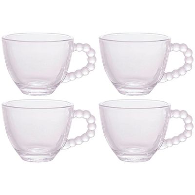 Conjunto com 4 Xícaras para Café Wolff Pearl em Cristal 80 ml Transparente