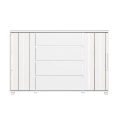 Cômoda Palumóveis Evidenza com 4 Gavetas e 2 Portas 150cm de Largura Branco com Freijó