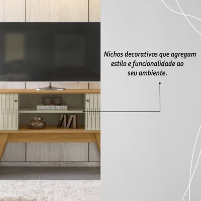 Rack Bancada 2 Portas Para Tv De 55 Polegadas Atlanta Cumaru Opala