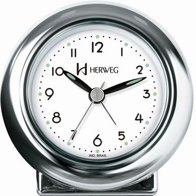 Relógio Despertador Quartz Redondo De Mesa Prata - Prata