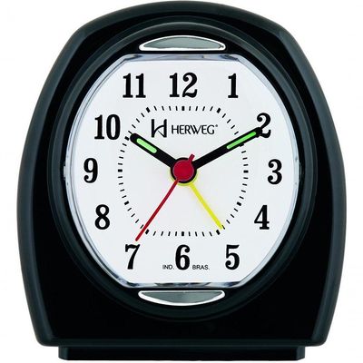 Relógio Despertador Quartz Pilha Pequeno Preto - Preto