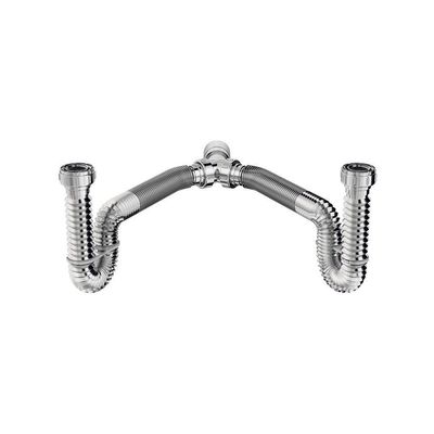 Sifão Duplo Sanfonado Extensível Censi 72cm Cromado
