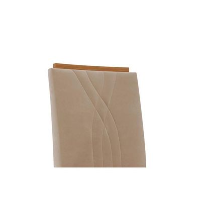 Conjunto: Mesa De Cozinha Maitê Tampo Madeirado C- Vidro Canto Curvo 160x80cm E 6 Cadeiras Nicole Savana-nature-suede Nude Bege - Cimol