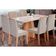 Conjunto: Mesa De Cozinha Maitê Tampo Madeirado C- Vidro Canto Curvo 160x80cm E 6 Cadeiras Nicole Savana-nature-suede Nude Bege - Cimol