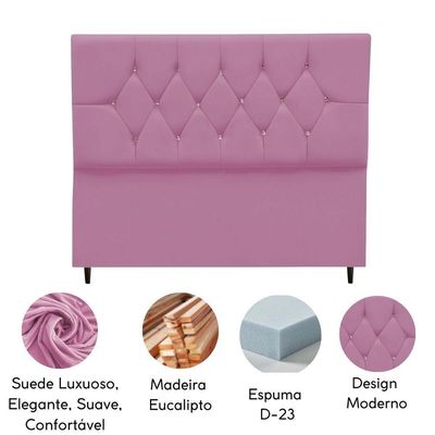 Cabeceira Estofada Cama Box Solteirão 100 Cm Suede Dubai Rosa