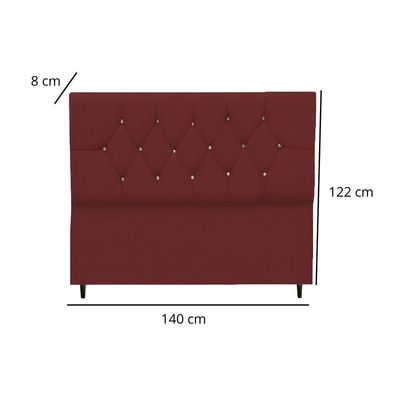 Cabeceira Estofada Cama Box Casal 140 Cm Suede Dubai Bordô
