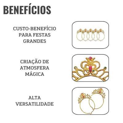 Kit 50 Tiaras Coroa De Princesa Rainha Brilhante Glamour Atacado
