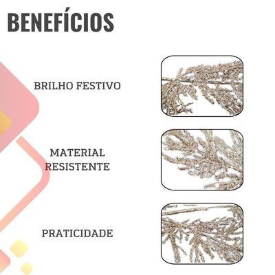 Galho Decorativo Ramos Champanhe Glitter Natal - 72cm