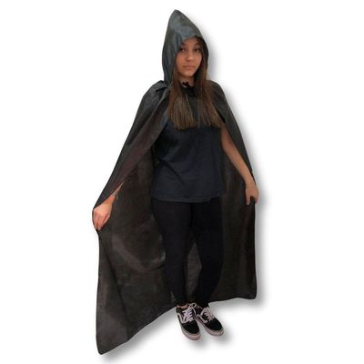 Capa Preta Com Capuz Para Fantasia Halloween Adulta Bember