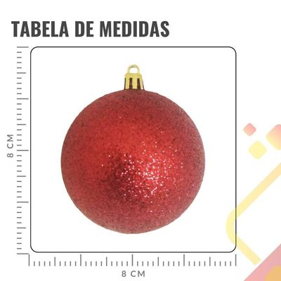 Bola De Natal Vermelha Kit Misto 8cm - 6 Unidades