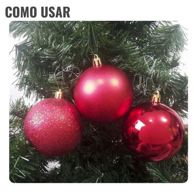Bola De Natal Vermelha Kit Misto 8cm - 6 Unidades