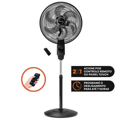 Ventilador De Coluna Mallory Chronos 6 Pás 140W Preto Grafite 220V