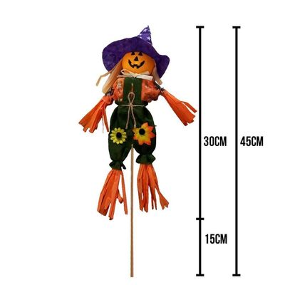 Espantalho Halloween Abóbora No Palito - 45cm X 12cm