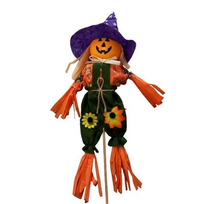Espantalho Halloween Abóbora No Palito - 45cm X 12cm