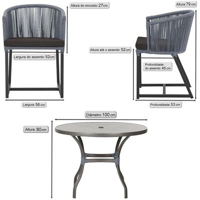 Mesa Com 4 Cadeiras E Noronha Estofado 9 Trama Original Prata