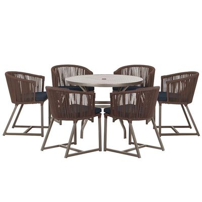Mesa Com 6 Cadeiras De Jantar Noronha E12 Trama Original Marrom