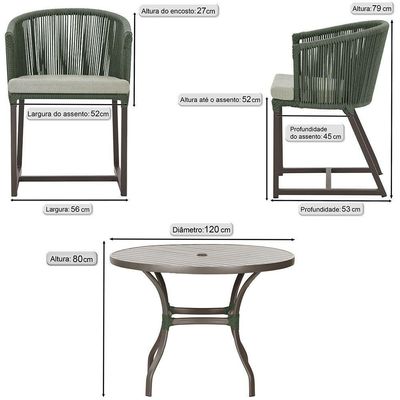 Mesa Com 6 Cadeiras Jantar Noronha Marrom E3 Trama Original Verde