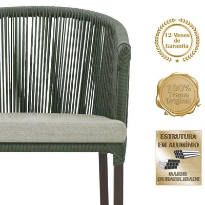 Mesa Com 6 Cadeiras Jantar Noronha Marrom E3 Trama Original Verde