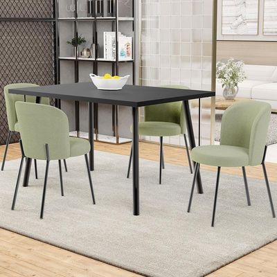 Kit 3 Cadeiras Sala De Jantar Estofada Gavi L02 Bouclê Oliva Lyam Decor