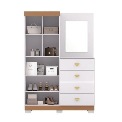 Cômoda Roupeiro 4 Gavetas Espelho Gerórgia Branco Camarim