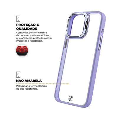 Kit Capa Gravity Lilás  e Pelicula Defender Pro Privacidade para iPhone 15 Pro Max - Gshield