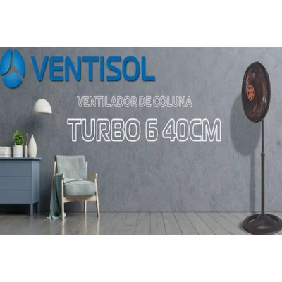 Ventilador de Coluna 40cm Ventisol Turbo 6 Pás Oscilante e Altura ajustável Cor Preto 127V